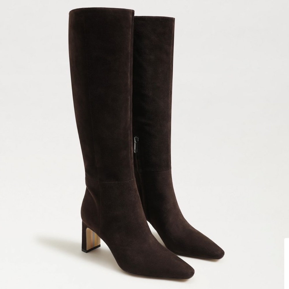 Sam Edelman Sylvia extra Wide Calf Knee High Boot color chocolate brown suede